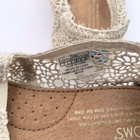 TOMS Alpargata Natural Moroccan Crochet Shoes - Size US 7 Womens - Picture 4 of 7